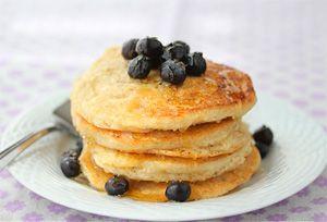 Zucchini fritters decorated with blueberries