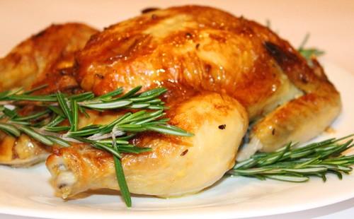Roasted chicken with rosemary in the oven