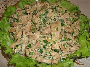 Mushroom and liver salad