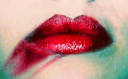 Someone in alarm smeared red lipstick