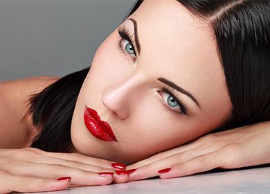 Beautiful girl with red lips