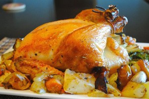 Whole Chicken with Potatoes and Vegetables