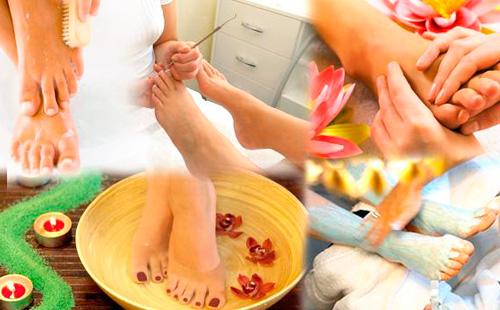 Stages of performing a pedicure spa