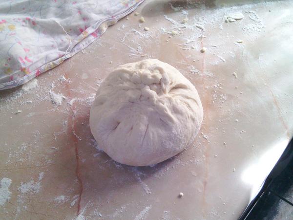 I pinched the dough around the edges and got a ball
