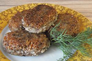 Buckwheat and potato patties decorated with a sprig of parsley