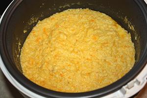 Sweet millet porridge with pumpkin in a multicooker bowl