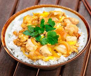 Oyakodon omelet with chicken and rice