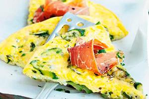 Omelet with zucchini and sausage