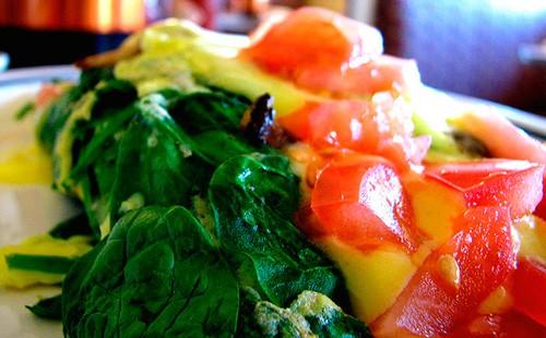 Omelet with tomatoes and spinach