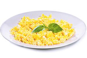 Scrambled eggs with basil