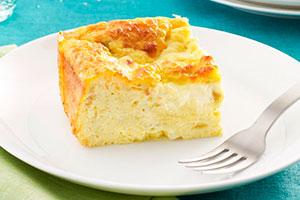 A piece of cottage cheese casserole