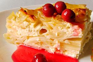 Cottage cheese casserole with pasta