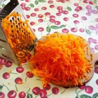 Grated orange vegetable and left on the table