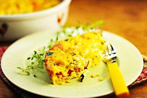 Zucchini, potato and pepper casserole