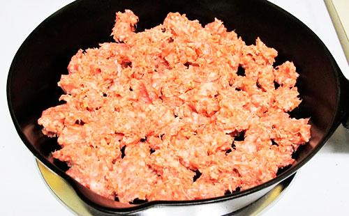 Minced meat in a pan