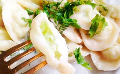 Dumplings with radish and herbs