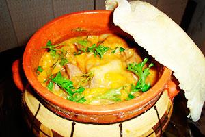 dumplings in a pot with liver