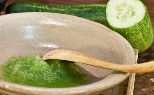 Grated cucumber in an ecological bowl