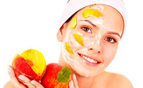 Mask of peaches on the girl's face
