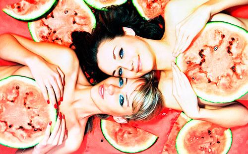 Girls with watermelons