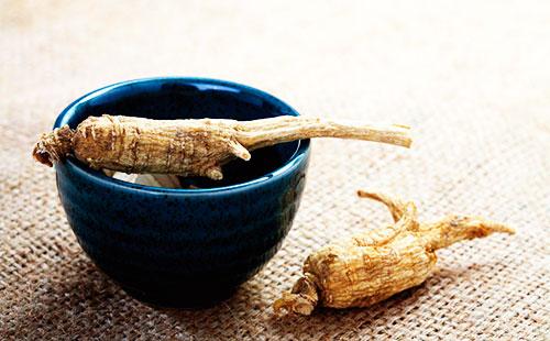 Ginseng root on a plate