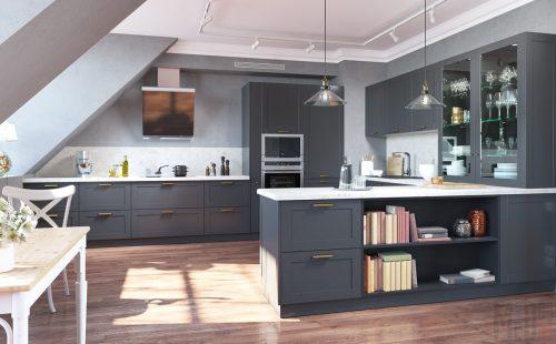 Dark gray kitchen set