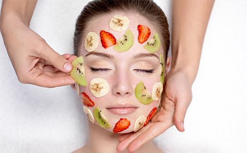 Pieces of fruit on the face