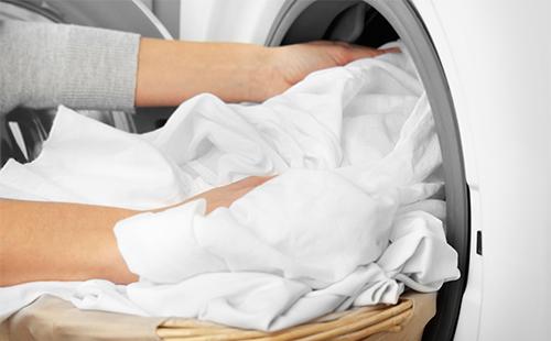 White laundry in a washing machine