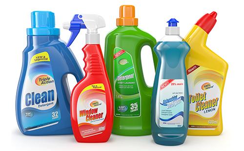 Plastic bottles with detergents