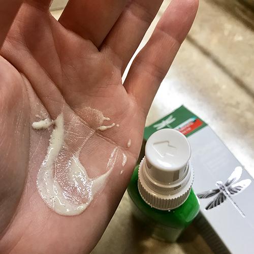 A smear of cream on the palm
