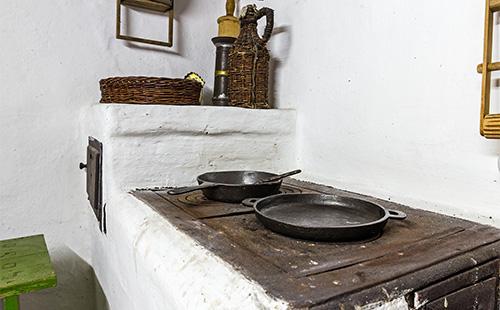 Cast iron pans on the stove