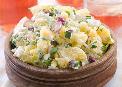 A generous portion of potato salad