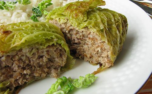 Savoy cabbage stuffed cabbage