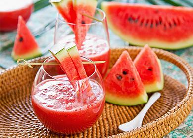 Fresh watermelon in glasses