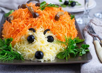 Salade Hérisson: de quoi faire des épines et comment adapter un plat aux vacances des enfants