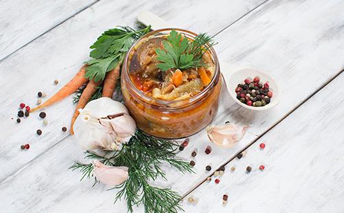 Eggplant caviar in a jar