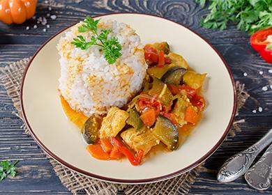 Rice with vegetable stew