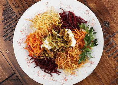 Oriental salad on a white plate