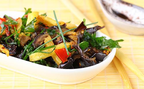 Large bowl of eggplant salad