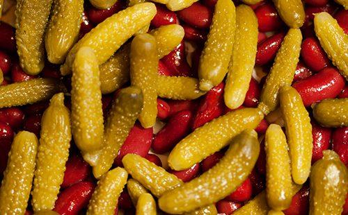 Close-up pickles with red beans