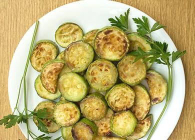 Fried zucchini slices on a dish