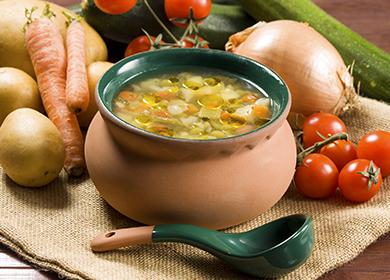 Italian vegetable soup in a pot