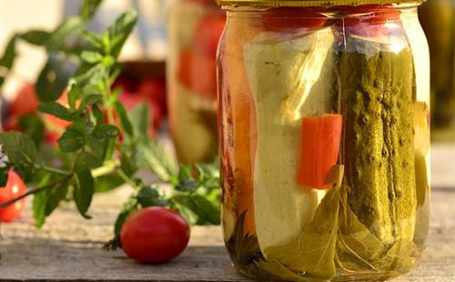 Jar of canned vegetables