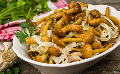 Pickled mushrooms on a dish
