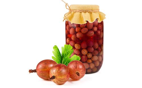 Gooseberry compote in a jar