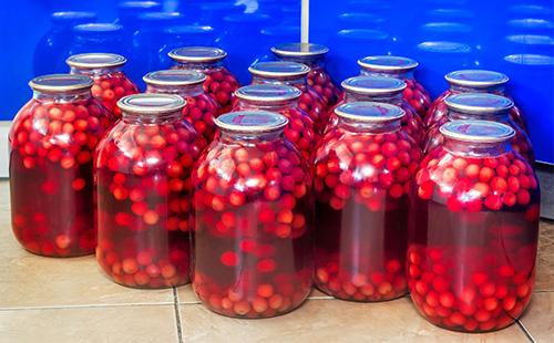 Three-liter jar with cherry compote