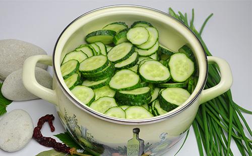 Sliced ​​cucumbers in a bowl