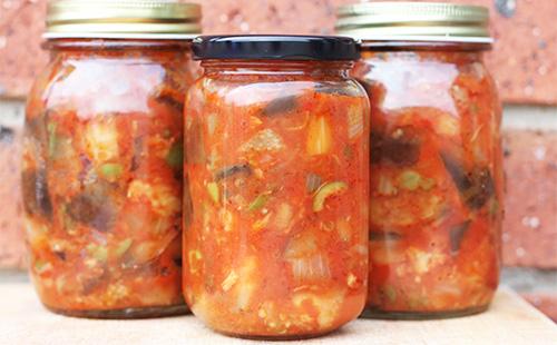 Salad with fish in jars