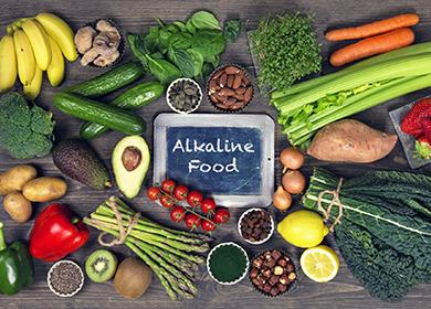 Abondance d'aliments alcalins