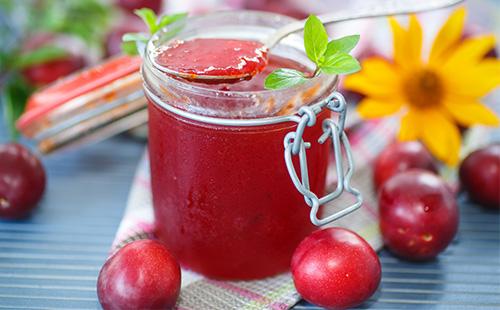 Red cherry plum jam